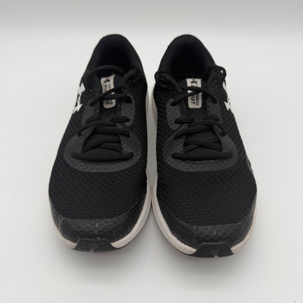 Under Armour Charged Pursuit 3 Running Shoes Black White Size 7Y 3024987-001